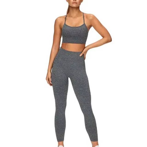 OEM ODM Women's High Waist Four-Way Stretch Tummy Control Yoga Leggings Spandex/Nylon Grey Fitness Gym Sports Wear - Product Image 4