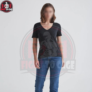 Camiseta de Verano para Mujer, Suave y Transpirable, Informal, Ecológica, de Algodón Liso, de Primera Calidad, Color Negro Sólido, Cuello en V - Product Image 4