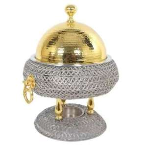 Luxury Decorative Stainless Steel Casserole Dish with Lid Gold Stand Serving Pot <b>Buffet</b> Food <b>Warmer</b> Hotel Restaurant Home Dining - Product Image 4