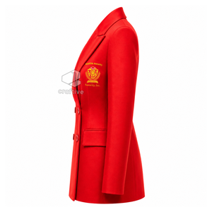 NSPDK Sorority Women's Double Breasted Blazer Red Embroidered Peak Lapel Tailored Formal Business Office <b>Suit</b> Jacket - Product Image 3