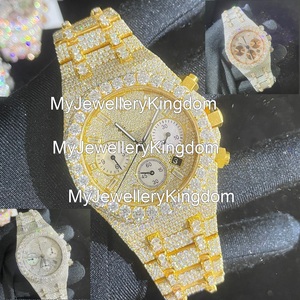 Montre chronographe de luxe pour homme en acier inoxydable avec moissanite VVS, résistance à l'eau 10 bars, design hip-hop vintage - Product Image 2