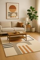 Tapis artisanal moderne en laine unie à poils longs, antidérapant, marron et blanc, sur mesure pour la maison et le bureau, lavable et adapté aux pique-niques
