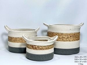 Multi-layer rope laundry <b>basket</b> <b>Foldable</b> Cotton Mix Water Hyacinth Storage <b>Baskets</b> Blanket Storage <b>Basket</b> From Vietnam - Product Image 4