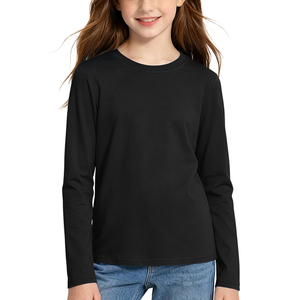 Servicio OEM Camiseta blanca de manga larga para niñas, de algodón tejido, para uso diario escolar, cuello redondo, para adolescentes de 5 a 14 años - Product Image 6