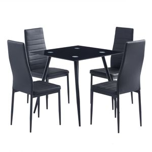 Set di 4 Eleganti Sedie da Pranzo Nere con Schienale Alto, Texture Smerigliata, Moderne e Alla Moda - Product Image 1