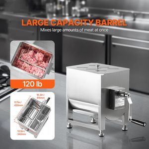 Miscelatore Manuale per Carne con Serbatoio Fisso in Acciaio Inox da 60L, Attrezzatura per Lavorazione e Miscelazione di Carne e Salsicce, Capacità Massima 120LBS - Product Image 2