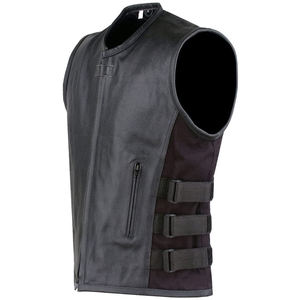 Chaleco de Cuero para Motocicleta para Hombre, Diseño Clásico, Transpirable, Negro, Chalecos de Cuero Genuino para Motociclistas - Product Image 2