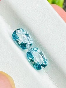 Zircon bleu naturel, pierres précieuses ovales à facettes, pierres en vrac pour la fabrication de bijoux, bagues, pendentifs, boucles d'oreilles, haute qualité - Product Image 2