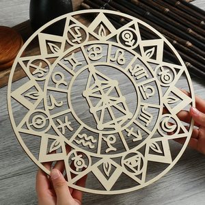 Décoration murale en bois en forme d'arbre de vie, découpée au laser, plaque ronde artisanale en bois brut, panneau suspendu en bois, décoration murale DIY pour la maison, vente en gros - Product Image 2