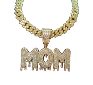 Collar con colgante de letra y nombre personalizado con números de goteo helado, abalorios personalizados, regalo de joyería para madre - Product Image 2