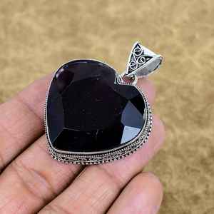 Colgante de Amatista Facetada, Hecho a Mano, Plata de Ley 925, Forma de Corazón, Gema, Joyería Vintage - Product Image 6