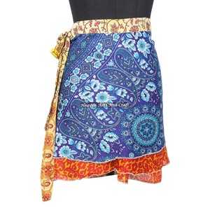 <b>Mini</b> Skirt Summer Women's Dresses 2026 New Floral <b>Print</b> Wrap <b>Mini</b> Skirt Two Layers Gypsy Hippie Boho Indian Retro Paisley Silk - Product Image 5