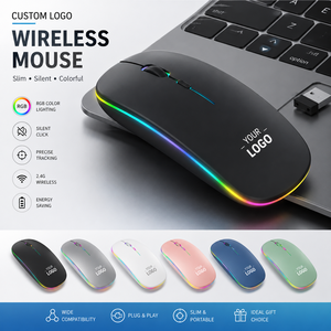 Ratón Inalámbrico con Logotipo Personalizado, RGB LED, Clic Silencioso, Ratón Óptico Portátil para Laptop, Oficina, Regalos Promocionales Empresariales - Product Image 1