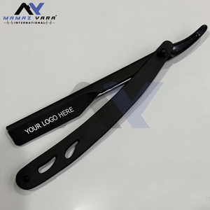 Professional Mens Beauty Straight Edge Razor with Black <b>Slide</b> Lock Eyebrow Shavette & Barber Shaving Razor for Salon Grooming - Product Image 2