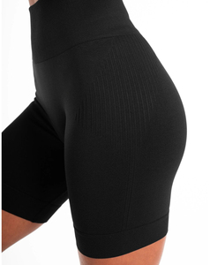 Premium Quality Women's High Waist Solid Knitted Sport Shorts Breathable Elastic Waist Regular Fit <b>Black</b> Low Price 160 g - Product Image 3