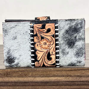 Cartera de Mano de Cuero Vacuno de Primera Calidad, Edición Limitada, con Diseño Floral Grabado 777 Jackpot, Estilo Western para Mujer - Product Image 6