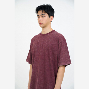 Wholesale Custom Oversized Acid Wash Distressed Short Sleeve T-Shirt with Decorative Shoulder for Men Women Unisex - Product Image 1