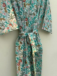 Robe kimono en coton à imprimé oiseaux bohèmes, tenue de plage, vêtements de resort - Product Image 2