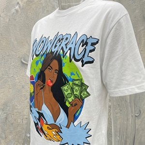 Snowgrace Men's White Short Sleeve T-<b>Shirt</b> With Graphic Print Street Style Regular Fit O-Neck Jersey Cotton - Product Image 2