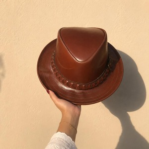 Handcrafted Genuine Leather Cowboy <b>Hat</b> Classic <b>Western</b> Outback Ranch Private Label OEM ODM Bulk Supply Saleh Enterprises Unisex - Product Image 4