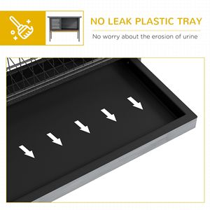 Gabbia per Conigli in Legno con Vassoio Rialzato Anti-Perdita e Tetto Apribile per Uso Interno/Esterno, Grigia - Product Image 6