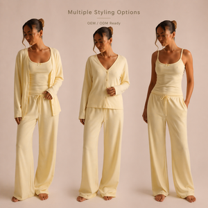 Premium Quality Women's 3-Piece Ribbed Knit Homewear Set Chic Lounge Wear For Ladies Summer Fall Pajamas Wholesale