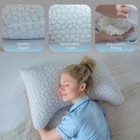 Oreiller ergonomique en mousse à mémoire de forme déchiquetée réglable pour dormeurs latéraux, oreiller de lit personnalisé OEM ODM, oreiller en mousse à mémoire de forme déchiquetée fabriqué en usine