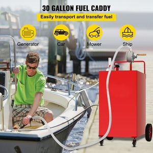 Bidon de carburant de 30 gallons avec 4 roues, pompe de transfert manuelle, réservoir de stockage d'essence et de diesel pour voitures et tondeuses à gazon, pour chariots à main - Product Image 1