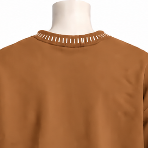Mens <b>Maroon</b> Oversized Crewneck Sweatshirt With Gingham Checkered Trim Long Sleeve Graphic Print Pullover Casual Streetwear <b>Top</b> - Product Image 3