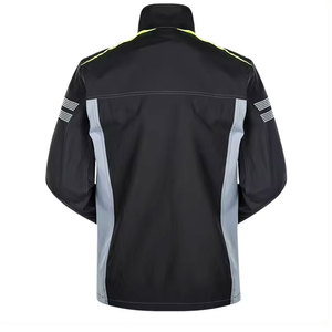 Chaqueta de Motocicleta Negra para Hombre, Resistente al Viento, con Paneles Grises y Rayas Reflectantes, Cuello Alto, Cierre de Cremallera, Estilo Deportivo - Product Image 1