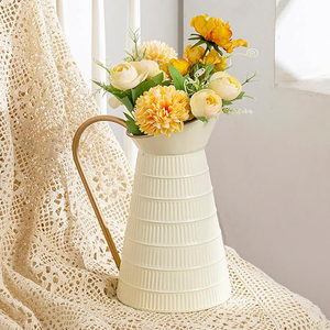 <b>White</b> Metal Pitcher Planter Farmhouse Galvanized Flower Vase Rustic Decorative Milk <b>Jug</b> Planters - Product Image 3