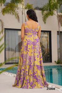 Vestidos de Fiesta de Verano para Mujer, Diseño Floral, Estampado Floral, Estilo Formal, con Tirantes Huecos, Estampado Digital - Product Image 6