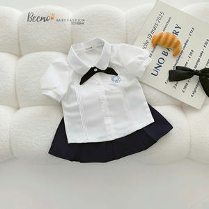 Ensembles de vêtements pour enfants de haute qualité, garçons et filles, style uniforme scolaire tendance, ensembles de vêtements pour tout-petits, 2 pièces, noir et blanc - Product Image 4