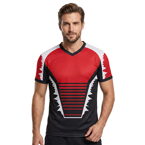 Custom Sublimation Men's Sport T-<b>Shirt</b> O-Neck Short Sleeve <b>Geometric</b> Pattern Quick Dry Regular Fit 100% Cotton Streetwear Red - Product Image 2