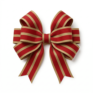 Cinta Navideña de 25 mm con Borde de Alambre, Diseño a Rayas Rojo y Marrón, Estilo Rústico de Arpillera, para Decoración, Lazos y Envoltura de Regalos, de Neelkamal Industries - Product Image 1