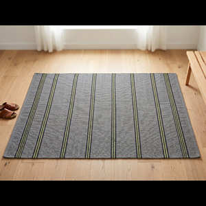 Gray Green Black Striped 2x3 Cotton Area Rug Rectangle Sustainable Lightweight Flat Weave Modern Living Room Non Slip Cotton <b>Mat</b> - Product Image 3