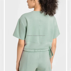 T-shirt uni pour femmes top ventes pas cher T-shirts décontractés pour femmes Chemise et short à col ras du cou à bas prix Robe nouveau design - Product Image 6
