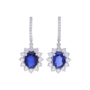 Boucles d'oreilles créoles symétriques de luxe en or jaune 14 carats pour femme, 2,6 carats de diamants naturels taille brillant, plaqué rhodium, style suspendu - Product Image 1