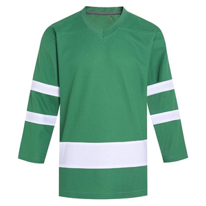 Green V-Neck Ice Hockey Jersey <b>Three</b> <b>Quarter</b> Sleeve Mesh Breathable Unisex Adult Sportswear - Product Image 1