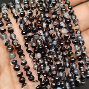 High Quality Healing Crystal Gemstone Bead Black Calcite Onyx Prehnite 4mm Round Loose Beads for DIY Bracelet <b>Necklace</b> - Product Image 1