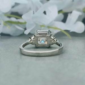 2.01CT Asscher Cut Moissanite Engagement <b>Ring</b> Taper Side Stone Gold Plated Women Wedding Anniversary Gift - Product Image 6