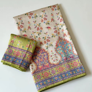 Sari de Seda Suave de Calidad de Exportación – Tejido Jacquard de Lujo con Impresión Digital UHD - Product Image 1