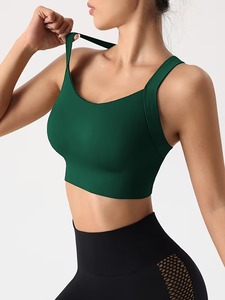 Women's Seamless <b>Cross</b> Back Sports Bra | Crisscross Strap Workout Crop <b>Top</b> | Nylon Spandex Padded Gym Fitness Activewear - Product Image 2