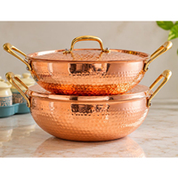 Nouvelle conception de marmites à soupe et à bouillon en cuivre martelé avec couvercles, double poignée, résistantes au four, design vintage, lavage à la main uniquement, pour la cuisine et la décoration