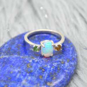 Beautiful 925 Sterling Silver Blue <b>Opal</b> Tourmaline Gemstone <b>Ring</b> Jewellery October Birthstone <b>Ring</b> For Women Everyday Wear <b>Rings</b> - Product Image 4