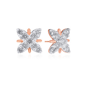 Impresionantes Pendientes de Mariposa con Diamantes Chapados en Oro Rosa Ixora, Lindos para Uso Diario, con Diamantes Naturales de Corte Brillante Redondo para Mujer - Product Image 2