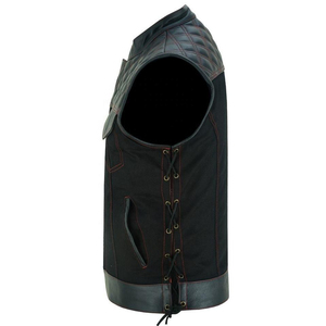 Chaleco de terciopelo negro para hombre, cuello en V, cierre de botón de una sola fila, ropa exterior informal, corte regular, color sólido para otoño - Product Image 2