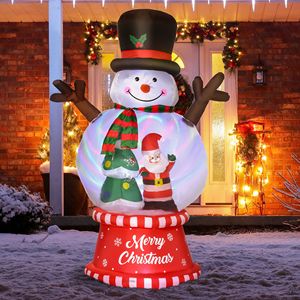 Decorazioni Natalizie Gonfiabili da Esterno con Luci LED Colorate Rotanti da 2,4 m, con Pupazzo di Neve - Product Image 2