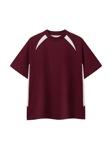 Custom Plain <b>Maroon</b> Red T-Shirt with White Contrast Raglan Sleeves Crew Neck Cotton Streetwear Casual Short Sleeve <b>Top</b> - Product Image 1