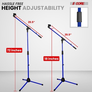 5 Core Mic <b>Stand</b> Floor Pair Adjustable 72" Tripod <b>Microphone</b> <b>Stands</b> w Extending Telescoping Boom Arm - Product Image 3